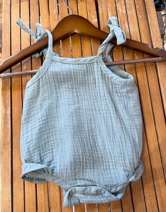 Tie top organic cotton romper