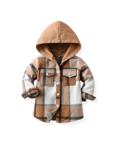 Kids camel flannel shacket