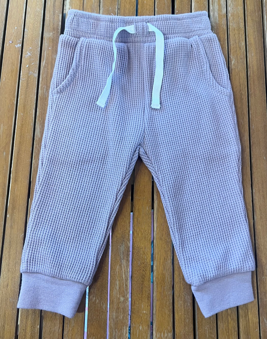 Organic cotton waffle knit pants