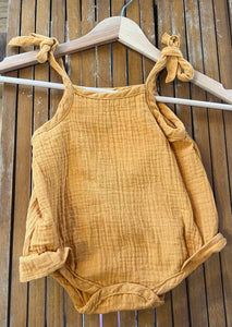 Tie top organic cotton romper