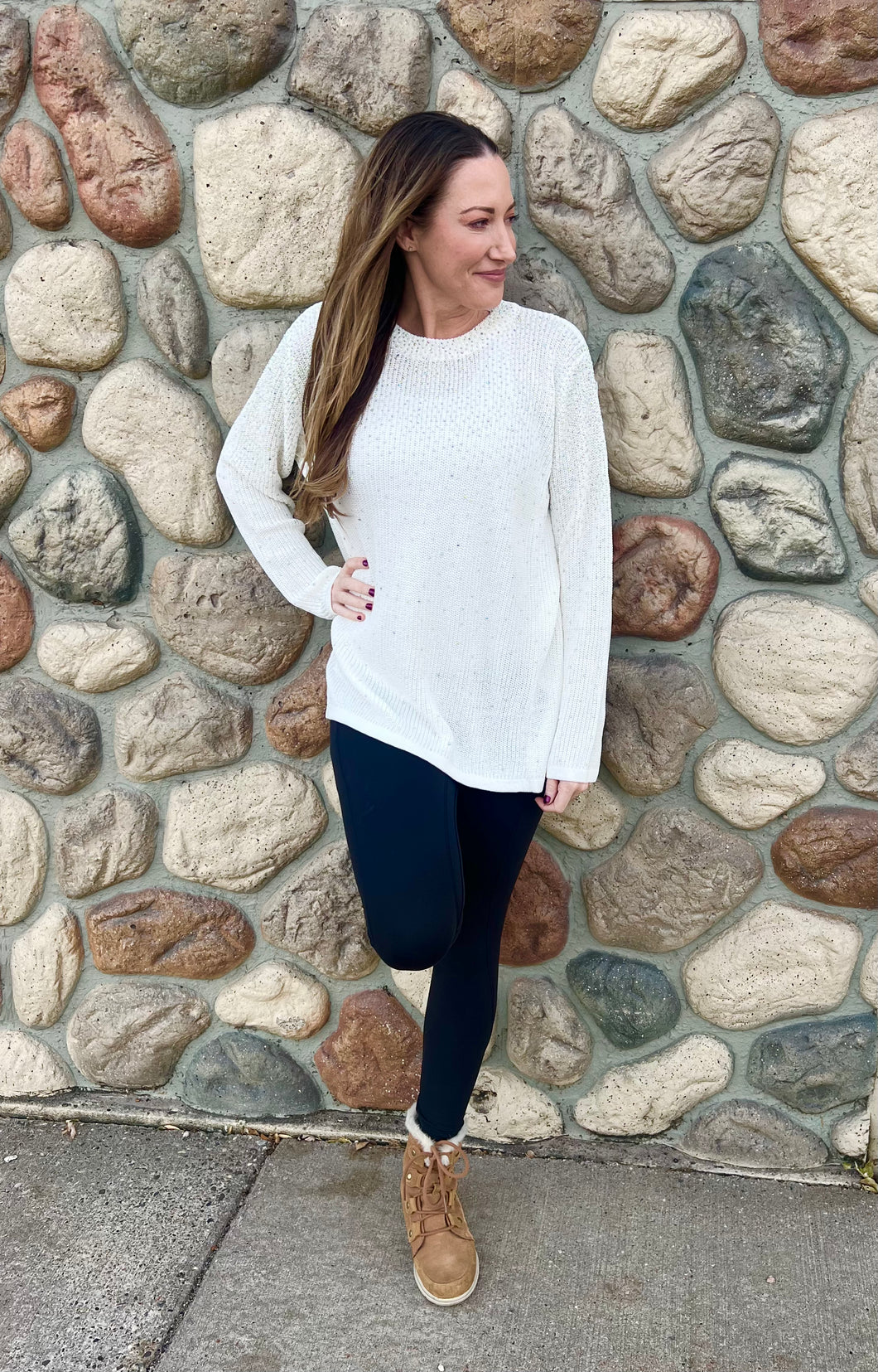 White sparkle sweater