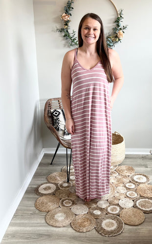 Blush Striped Maxi Dress